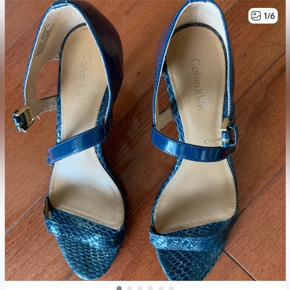 Calvin Klein Shoes - Calvin Klein Snake Skin Patent Leather Heels